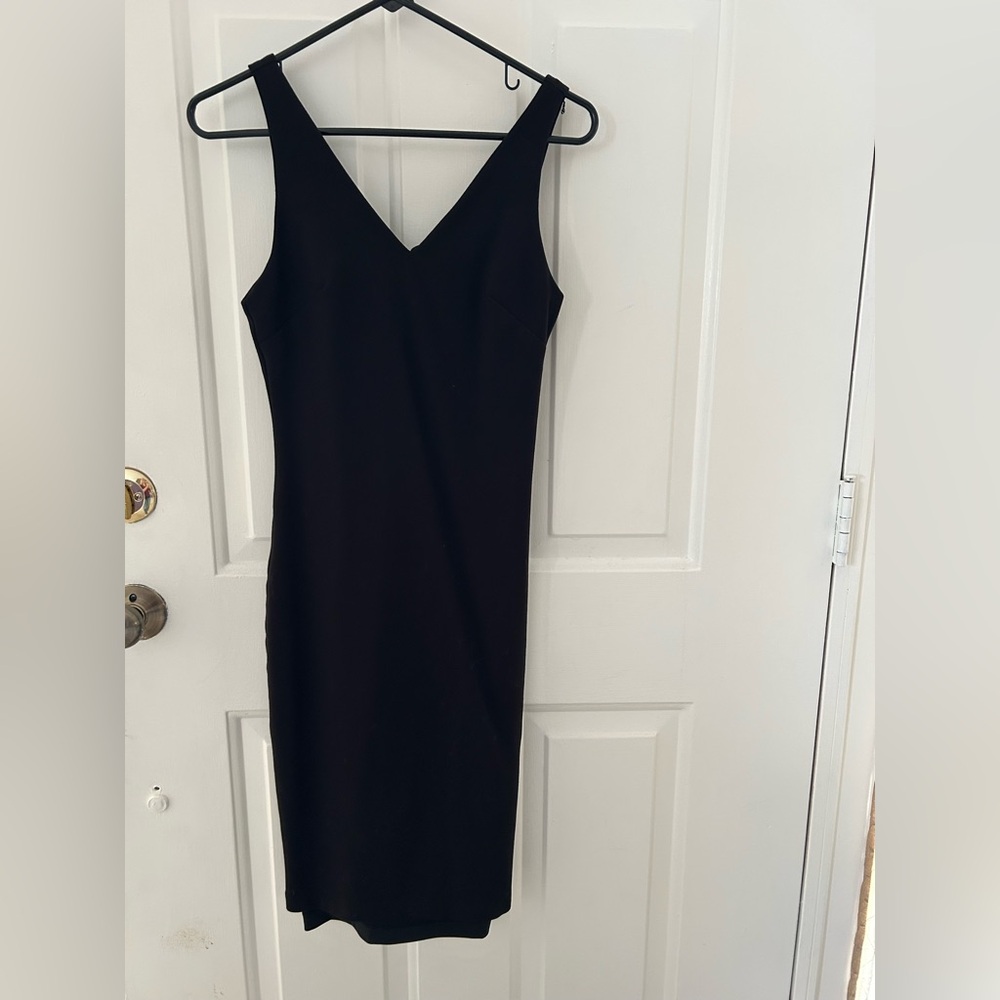 White House Black Market Black V-Neck Midi Dress Aura Collection